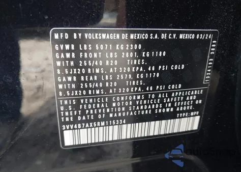 2024 Volkswagen Tiguan 2.0T Sel R-Line из США, поврежденный, VIN 3VV4B7AX5RM115334